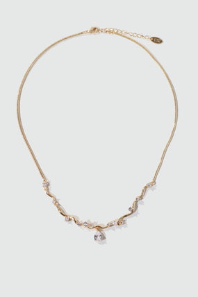 18K Real Gold Plated Diamond Spiral Drop Necklace