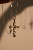 Mix Metal Diamonds Cross Necklace