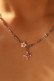 Platinum Plated Pink Diamond Cross Necklace