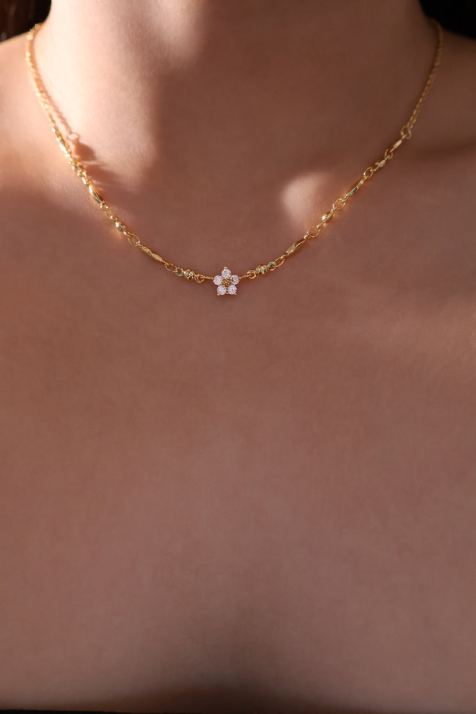 Rose Gold Plated Diamond Layered Necklace With Earrings