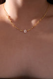 18K Real Gold Plated Diamond Flower Necklace