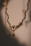 18K Real Gold Plated Diamond Dangle Necklace