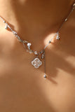 Platinum Plated Lucky Leaf Shell Pearls Spiral Necklace