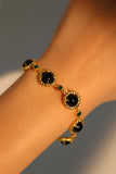 18K Real Gold Plated Natural Black Agate Bracelet