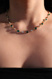 18K Real Gold Plated Multi Green Gems Necklace