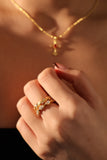 18K Real Gold Plated Golden Petal Ring