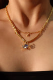 18K Real Gold Plated Moonstone Satum Star Necklace