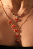 18K Real Gold Plated Maple Leaves Necklace