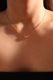 18K Gold Stainless Steel Pink Gem Heart Necklace