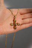 18K Gold Stainless Steel Tigerite Cross Necklace