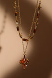 14K Real Gold Plated Tigerite Brown Star Necklace