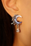 Platinum Plated Gradient Blue Moon Earrings