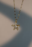 18K Gold Stainless Steel Diamond Starfish Pearl Necklace