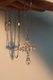 White Opal Diamond Cross Necklace