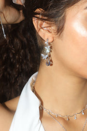 Platinum Plated Diamond Butterfly Blue Drop Earrings