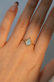 18K Gold Stainless Steel Blue Opal Water Droplets Ring