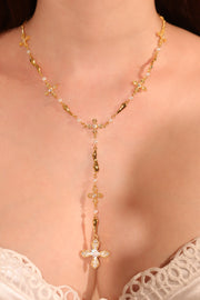 18K Real Gold Plated Eternal Cross Pearls Necklace