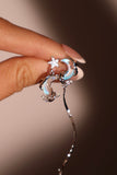 Platinum Plated Blue Moon Star Dangle Earrings