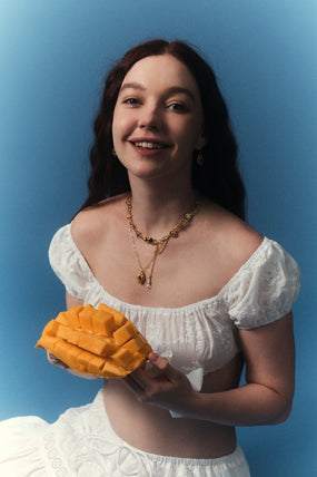 18K Real Gold Plated Red Gem Twist Necklace  (Pre-order)