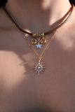 14K Real Gold Plated Diamond Polar Star Layer Necklace