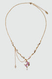 18K Real Gold Plated Sparkle Rose Moon Necklace