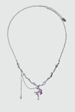 Palladium White Gold Plated Sparkle Rose Moon Necklace