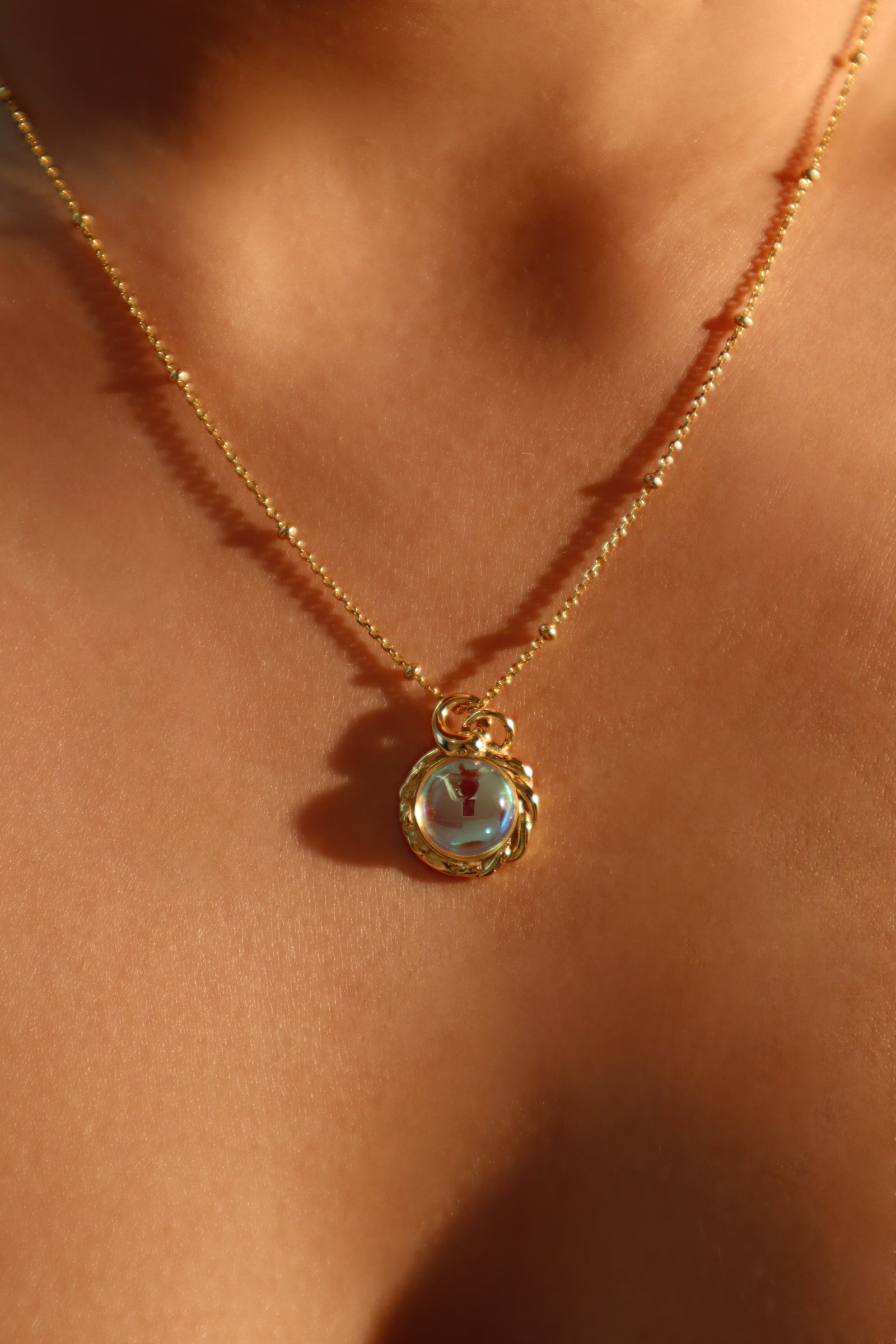 18K Gold Vermeil Moonstone Pendant Necklace