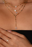 18K Real Gold Plated Diamond Cross Lariat Long Necklace