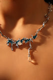 Blue Gem Diamond Drop Necklace