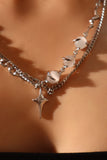 Stainless Steel Moon Gem Star Necklace