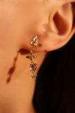 18K Real Gold Plated Butterfly Moonstone Dangle Earrings