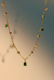 18K Gold Vermeil Green Gem Necklace