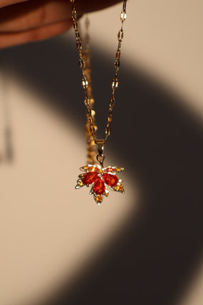 18K Gold Stainless Steel Maple Leaves Necklace