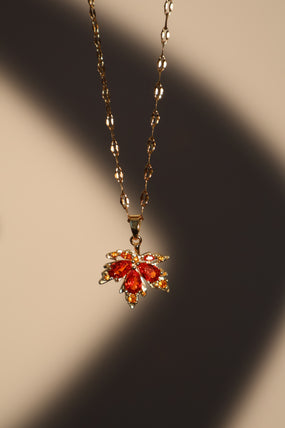 18K Gold Stainless Steel Maple Leaves Necklace