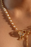 18K Real Gold Plated Moonstone Heart Pearls Necklace