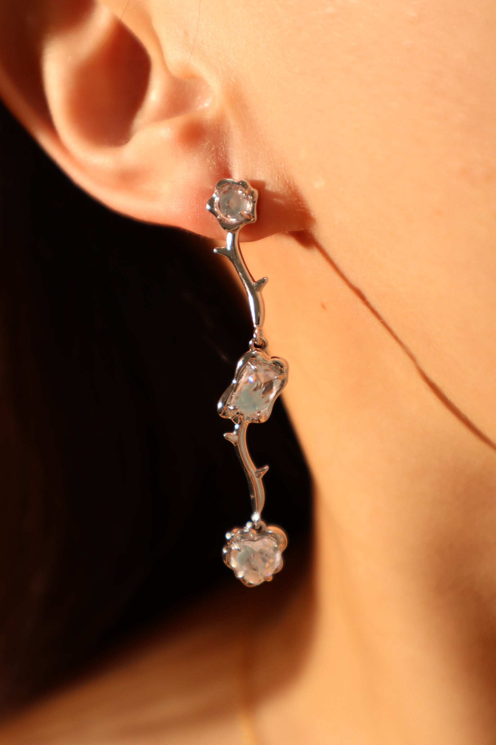 Platinum Plated Multi Blue Tide Gems Earrings