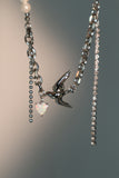Platinum Plated White Opal Pigeon Necklace