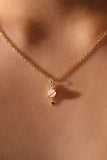 18K Real Gold Plated Pink Gem Saturn Star Necklace