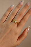 24k gold 925 Sterling Silver White Opal Crown Ring