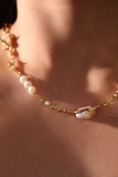 18K Real Gold Plated White Pearls Necklace