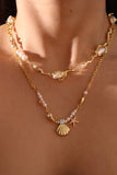 18K Real Gold Plated White Pearls Necklace