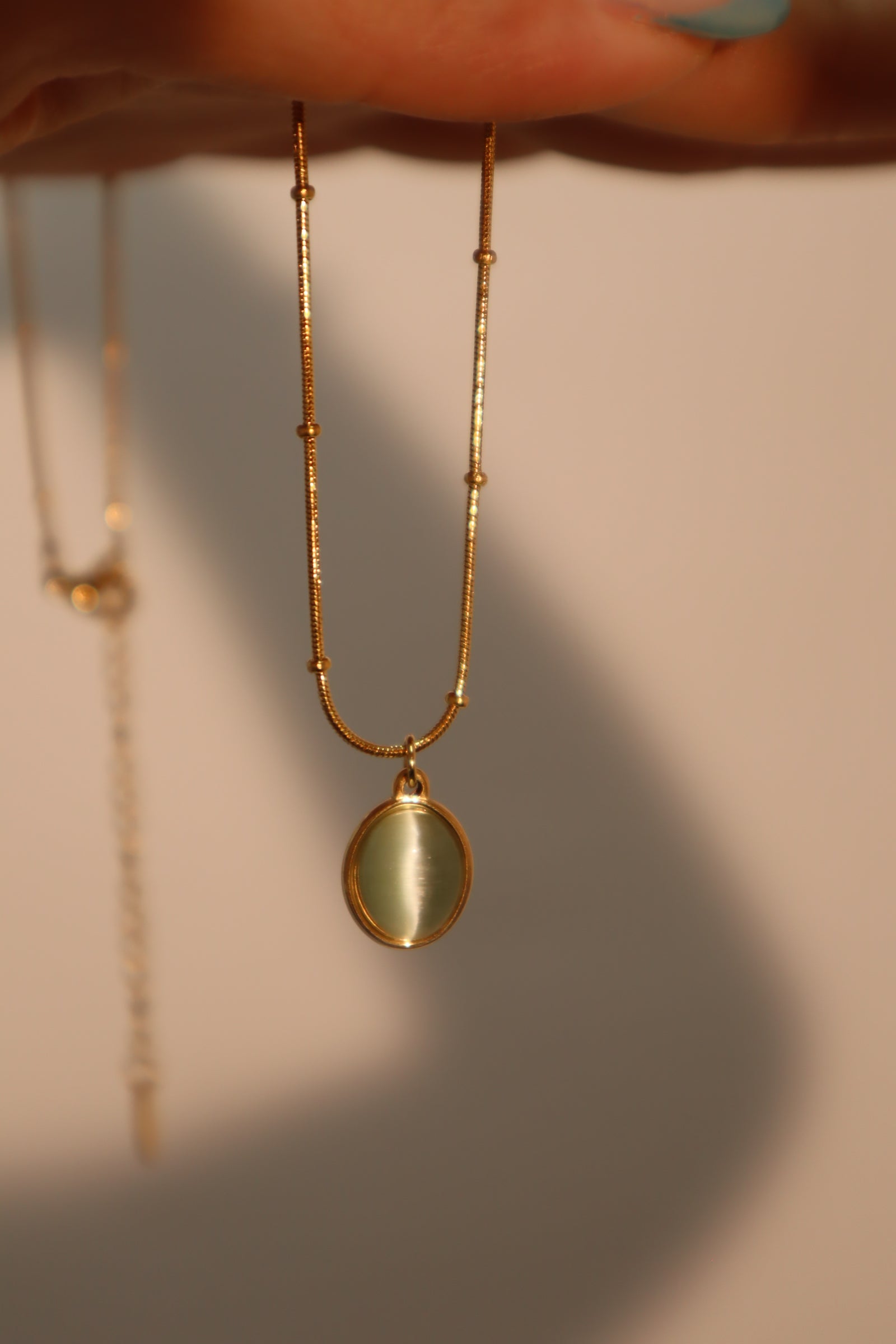 18K gold stainless steel Jade Pendant Necklace