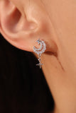 925 Sterling Silver Diamonds Moon Star Earrings