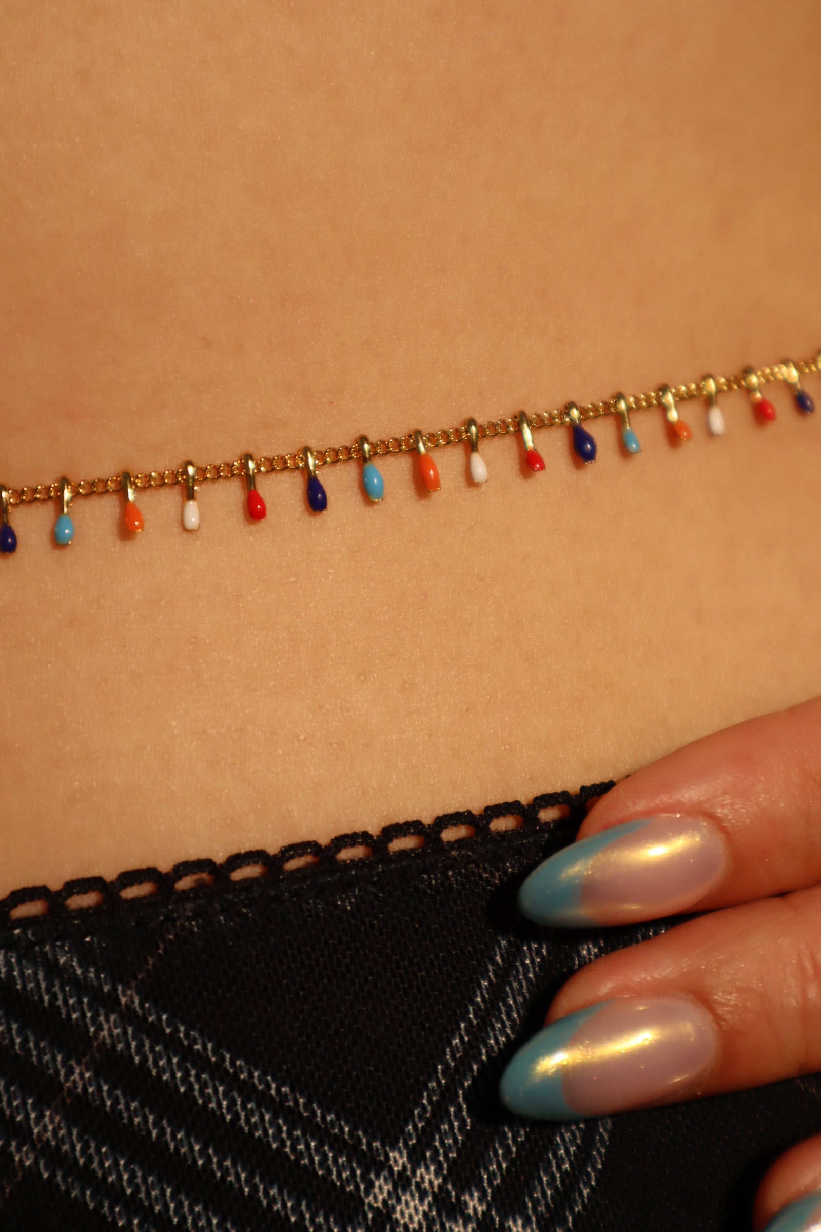 18K Gold Stainless Steel Multi Color Waist Chain