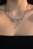 Blue Tide Moon Gem Necklace