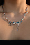 Blue Tide Moon Gem Necklace