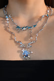 Platinum Plated Blue Shell Necklace