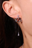 Platinum Plated Pink Gem Heart Earrings