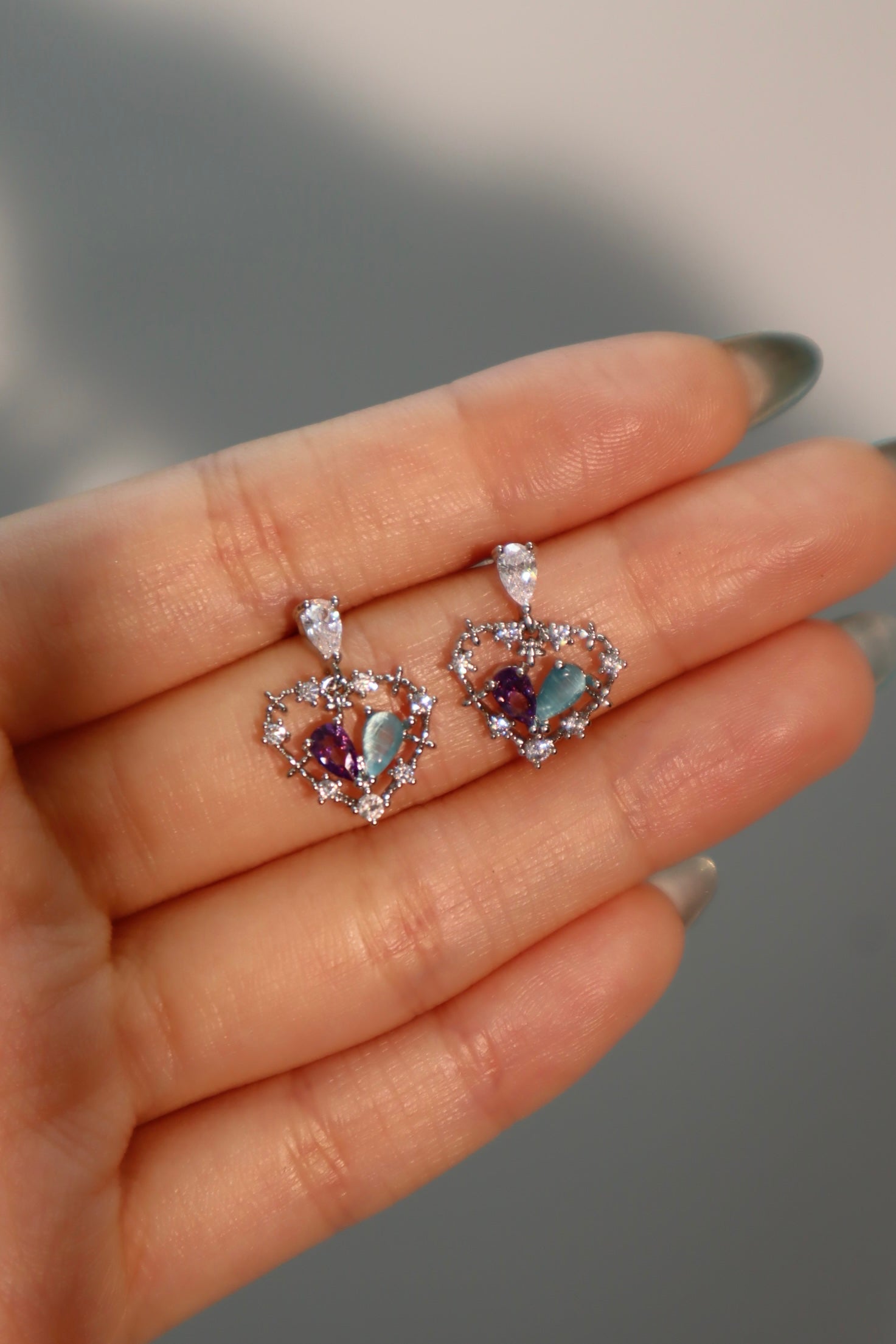 Purple & Blue Heart Earrings