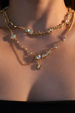 18K Real Gold Plated Multi Opal Twist Necklace